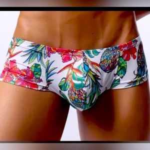 MEN’s “CHEEKY” MESH TROPICAL BOXER BRIEF/SWIMWEAR